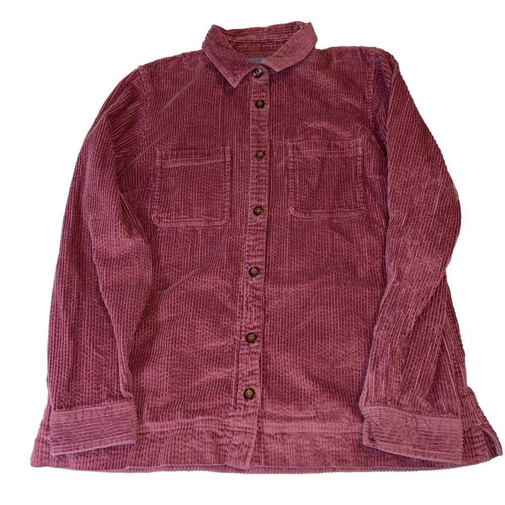 LL Bean Corduroy Button Up Shirt Jacket Women's Medium Reg Pink Cotton Shacket